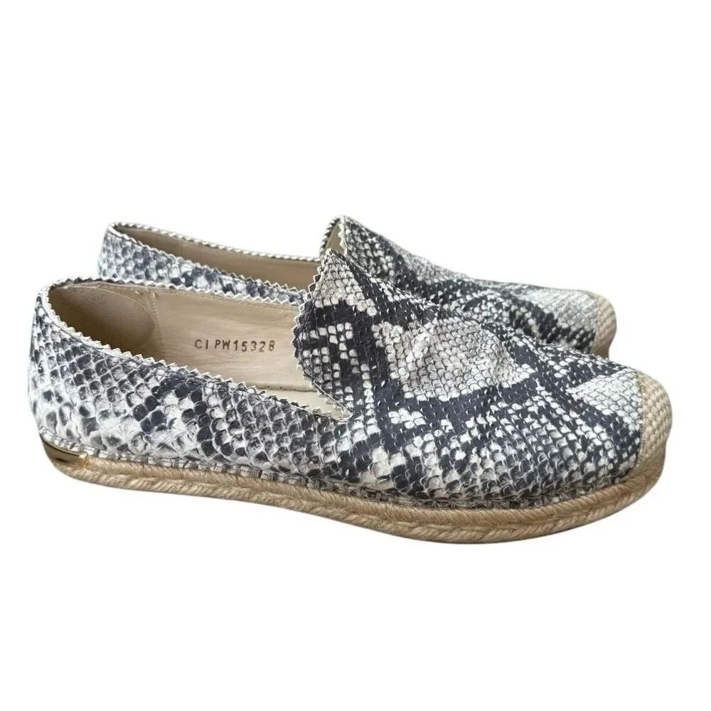 Stuart Weitzman Catalan espadrille flats shoes leather snake/python print size 8